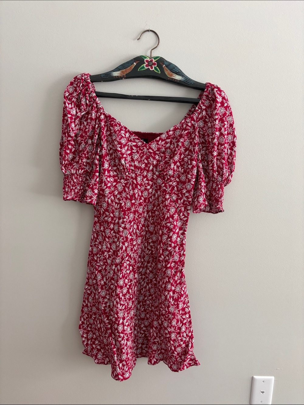 Madewell Pink Floral Puff-Sleeve Mini Dress